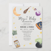 Magic Baby Brewing Neutral Halloween Baby Shower Einladung (Vorderseite)