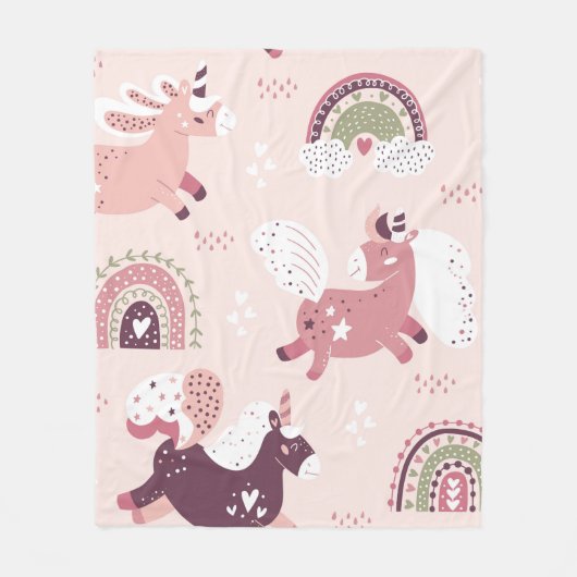 Magic background with little unicorns and rainbows fleecedecke (Vorderseite)