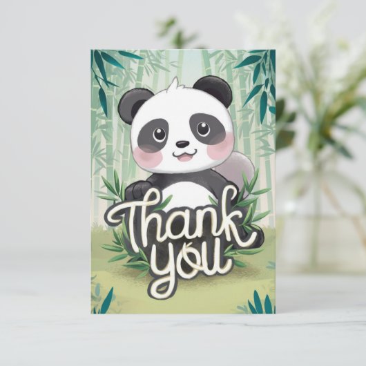 Magic Bamboo Panda Dankeskarte (Stehend Vorderseite)