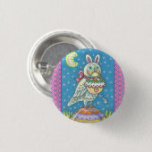 MAGIC BARN OWL & EASTER BASKET, FERIENBUTTON Rnd. Button (Vorne & Hinten)
