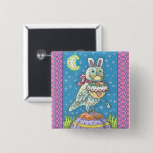 MAGIC BARN OWL & EASTER BASKET, FERIENBUTTON Squ Button (Vorne & Hinten)