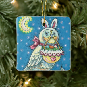 MAGIC BARN OWL, EASTER EGG BASKET, GEBURT 2021 KERAMIKORNAMENT
