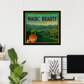 Magic Beauty Orange LabelPorterville, CA Poster (Heimbüro)