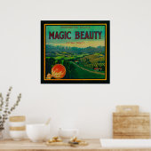 Magic Beauty Orange LabelPorterville, CA Poster (Küche)