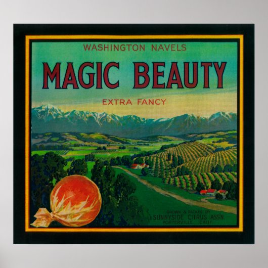 Magic Beauty Orange LabelPorterville, CA Poster (Vorne)