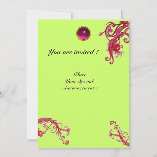 MAGIC BERRIES 3,MONOGRAM AQUAMARINE rot Einladung (Rückseite)