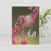 MAGIC BERRIES 3,MONOGRAM ruby metallisches Gold Einladung (Stehend Vorderseite)