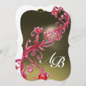 MAGIC BERRIES 3,MONOGRAMM, rot agil, metallisch Einladung (Vorne/Hinten)