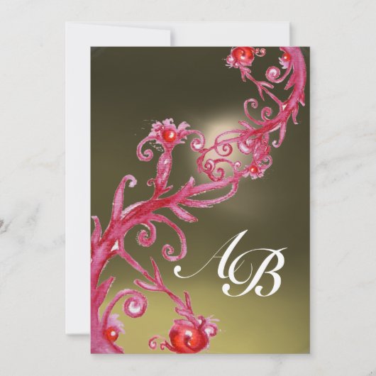 MAGIC BERRIES 3,MONOGRAMM rotes Age Einladung (Vorderseite)