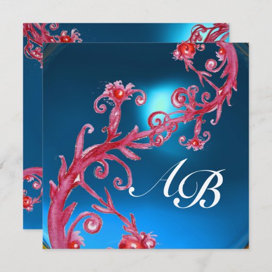 MAGIC BERRIES 4,MONOGRAM Gold aus Saphir Einladung (Vorne/Hinten)
