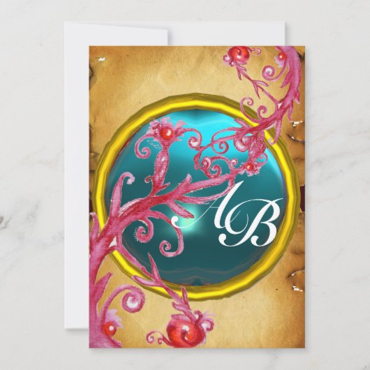 MAGIC BERRIES 4,MONOGRAM Perchment Einladung (Vorderseite)