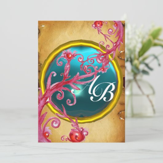 MAGIC BERRIES 4,MONOGRAM Perchment Einladung (Stehend Vorderseite)