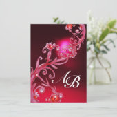 MAGIC BERRIES 4,MONOGRAM Rote Bordeaux Einladung (Stehend Vorderseite)