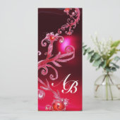MAGIC BERRIES 4,MONOGRAM Rote Bordeaux Einladung (Stehend Vorderseite)