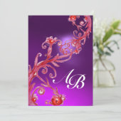 MAGIC BERRIES 4,MONOGRAM, roter Amethyste Einladung (Stehend Vorderseite)