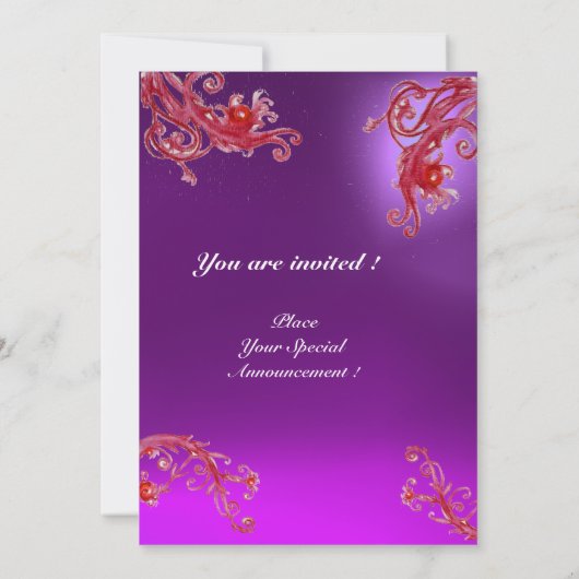 MAGIC BERRIES 4,MONOGRAM, roter Amethyste Einladung (Rückseite)