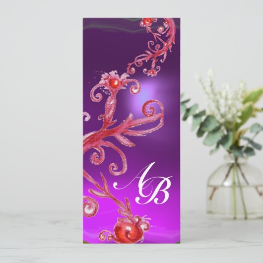 MAGIC BERRIES 4,MONOGRAM, roter Amethyste Einladung (Stehend Vorderseite)