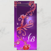 MAGIC BERRIES 4,MONOGRAM, roter Amethyste Einladung (Vorne/Hinten)