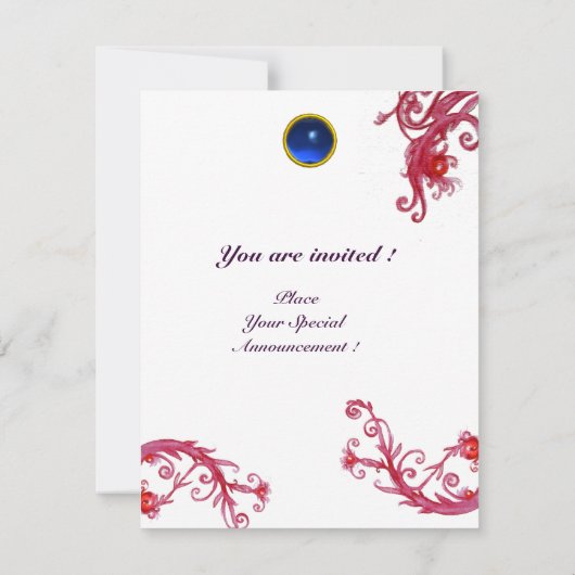 MAGIC BERRIES 4,MONOGRAM, roter Ruby-Saphir Einladung (Rückseite)