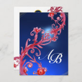 MAGIC BERRIES 4,MONOGRAM, roter Ruby-Saphir Einladung (Vorne/Hinten)