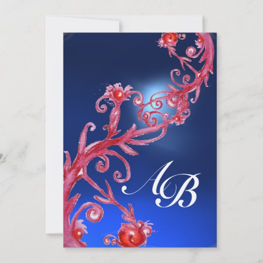 MAGIC BERRIES 4,MONOGRAM Roter Saphir-Champagner Einladung (Vorderseite)