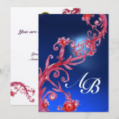 MAGIC BERRIES 4,MONOGRAM Roter Saphir-Champagner Einladung (Vorne/Hinten)