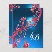 MAGIC BERRIES 4,MONOGRAM Roter Saphir-Champagner Einladung (Vorne/Hinten)