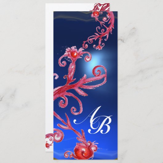 MAGIC BERRIES 4,MONOGRAM Roter Saphir-Champagner Einladung (Vorne/Hinten)