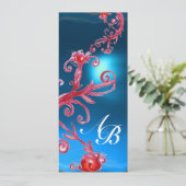 MAGIC BERRIES 4,MONOGRAM Roter Saphir-Champagner Einladung (Stehend Vorderseite)