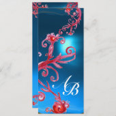 MAGIC BERRIES 4,MONOGRAM Roter Saphir-Champagner Einladung (Vorne/Hinten)