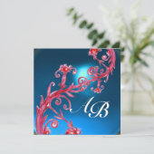 MAGIC BERRIES 4,MONOGRAM Roter Saphir Einladung (Stehend Vorderseite)