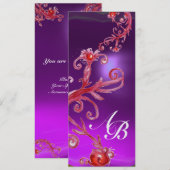 MAGIC BERRIES 4,MONOGRAMM lila Eis Einladung (Vorne/Hinten)