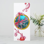 MAGIC BERRIES 4,MONOGRAMM lila Silber Einladung (Stehend Vorderseite)