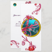 MAGIC BERRIES 4,MONOGRAMM lila Silber Einladung (Vorne/Hinten)