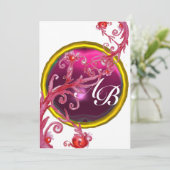 MAGIC BERRIES 4,MONOGRAMM, roter Ruby Einladung (Stehend Vorderseite)