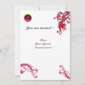 MAGIC BERRIES 4,MONOGRAMM, roter Ruby Einladung (Rückseite)