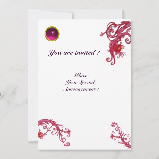 MAGIC BERRIES 4,MONOGRAMM, roter Ruby Einladung (Rückseite)