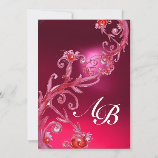MAGIC BERRIES 4,MONOGRAMM, roter Ruby Einladung (Vorderseite)
