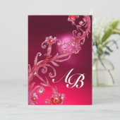MAGIC BERRIES 4,MONOGRAMM, roter Ruby Einladung (Stehend Vorderseite)