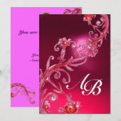MAGIC BERRIES 4,MONOGRAMM, roter Ruby Einladung (Vorne/Hinten)