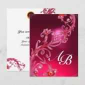 MAGIC BERRIES 4,MONOGRAMM, roter Ruby Einladung (Vorne/Hinten)