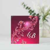 MAGIC BERRIES 4,MONOGRAMM, roter Ruby Einladung (Stehend Vorderseite)