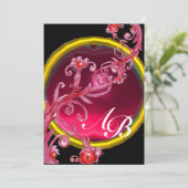 MAGIC BERRIES 4,MONOGRAMM, roter Ruby Einladung (Stehend Vorderseite)