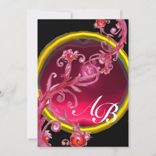 MAGIC BERRIES 4,MONOGRAMM, roter Ruby Einladung