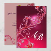 MAGIC BERRIES 4,MONOGRAMM, roter Ruby Einladung (Vorne/Hinten)