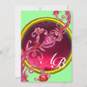 MAGIC BERRIES 4,MONOGRAMM, roter Ruby Einladung (Vorderseite)