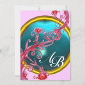 MAGIC BERRIES 4,MONOGRAMM rotes Age Einladung (Vorderseite)