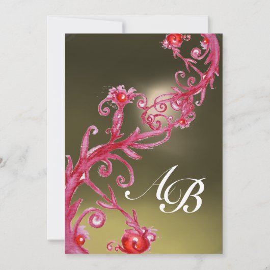 MAGIC BERRIES 4,MONOGRAMM rotes Age Einladung (Vorderseite)