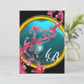 MAGIC BERRIES 4,MONOGRAMM rotes Age Einladung (Stehend Vorderseite)