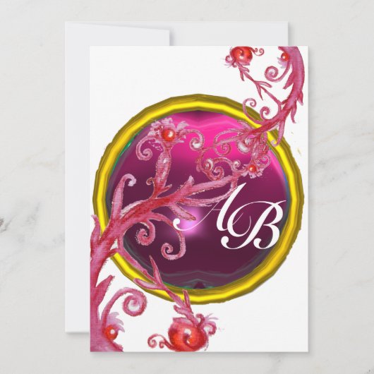 MAGIC BERRIES 4,MONOGRAMM rotes Age Einladung (Vorderseite)